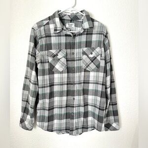 Hurley Flannel Men’s M Gray Button Down Shirt Long Sleeve Casual Top